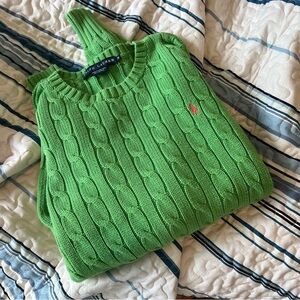 Ralph Lauren Warm Green Cable Knit Sweater